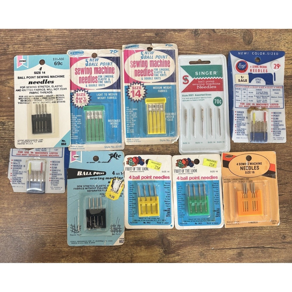 Vtg Mixed Singer Penn Dyno Boye Fruit Of The Loom Sewing Machine Needles 10